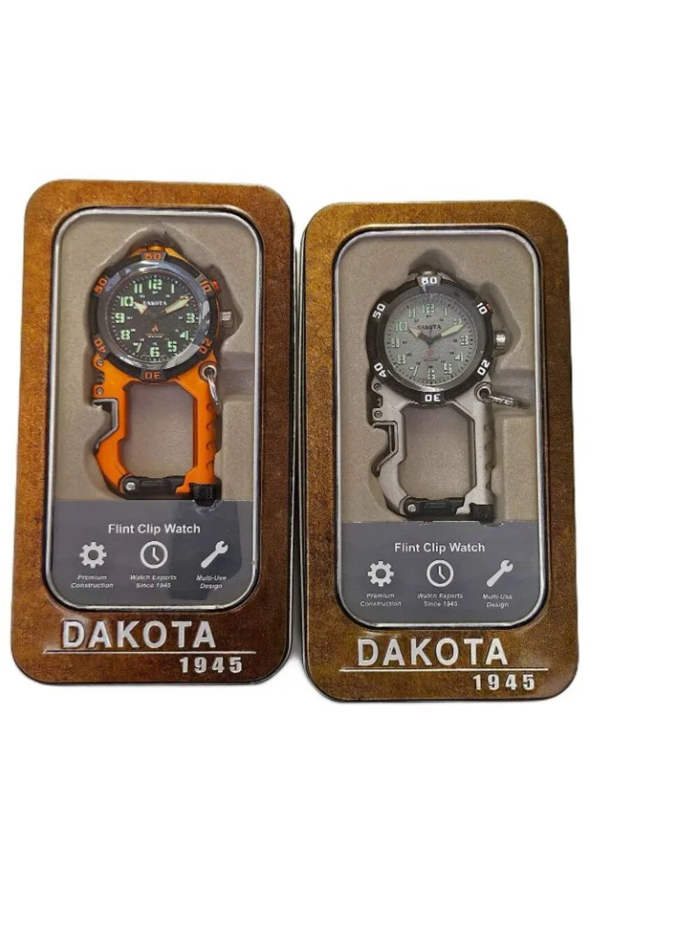 Dakota Flint Clip-On Survival Watch – Fire Starter, LED Flashlight & Bottle Open